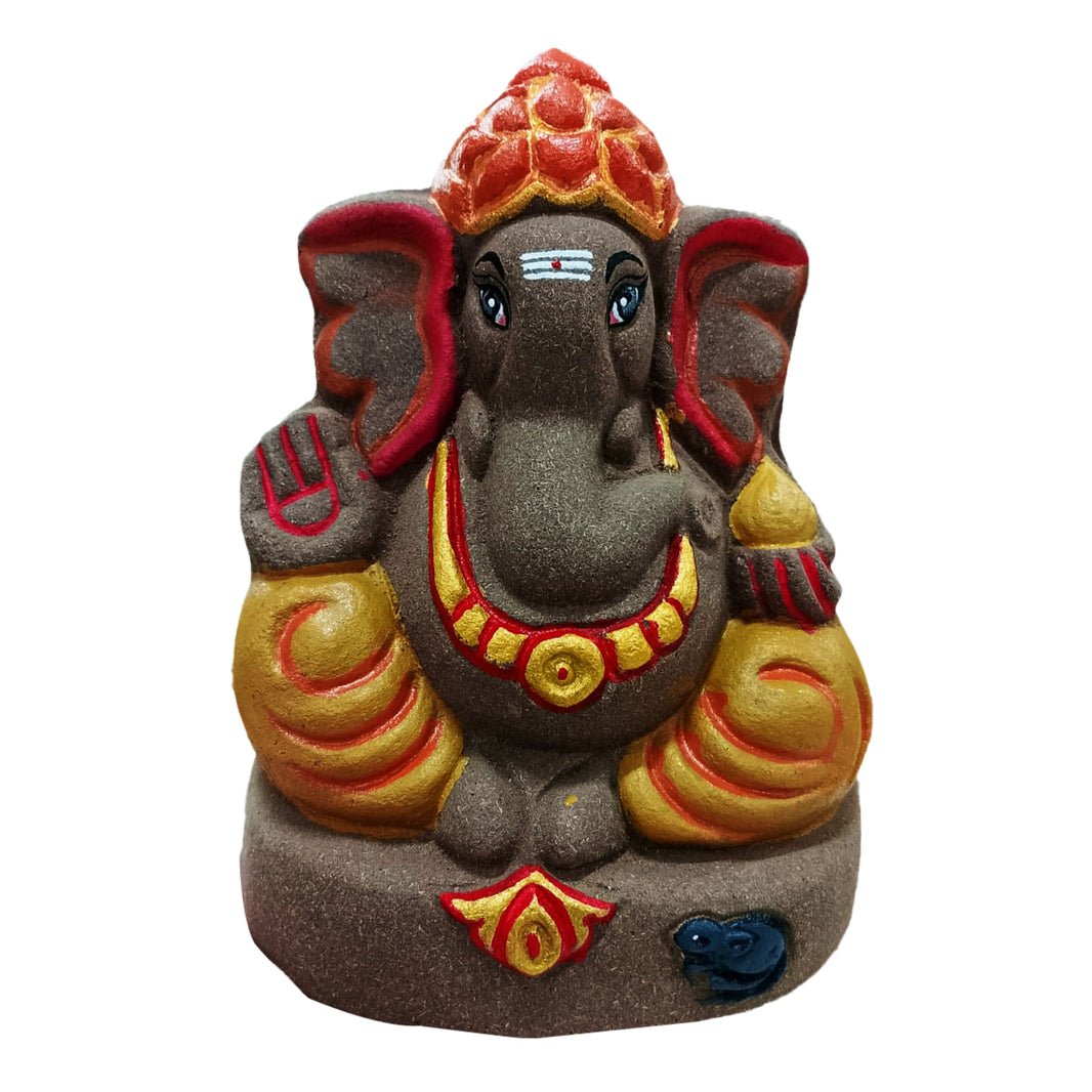 OM SAI SHG, Gomai Eco-Friendly Shenacha (CowDung) Ganpati Statue 9 Inch,Handcrafted, Clay & Cow Dung, 100% Biodegradable, Pack of 1