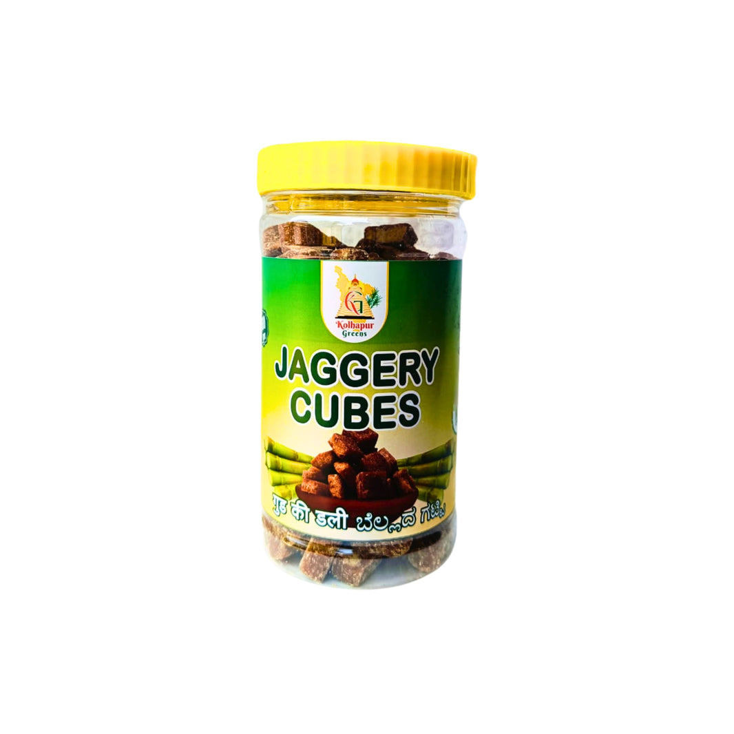 KOLHAPUR GREENS Pure Deshi Gul Jaggery Cubes, Sakhi SHG, Natural, Chemical Free, 500gm