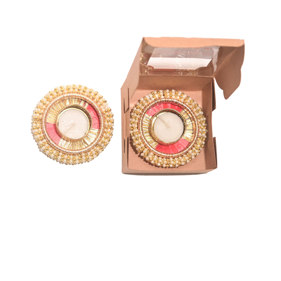 SNEHAL'S CRAFT House Moti Diamond Circle Candle Holder, 5x5, Made By Krantijyoti SHG, Pack of 2 Pieces