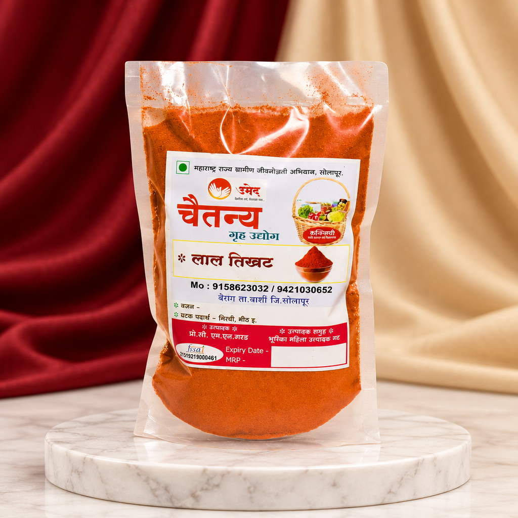 CHAITANY GRUH UDYOG Lal Tikhat Strong Spicy Red Chilli Powder Sun Dried Chillies Rich Red Colour Enhances Taste 500 gm