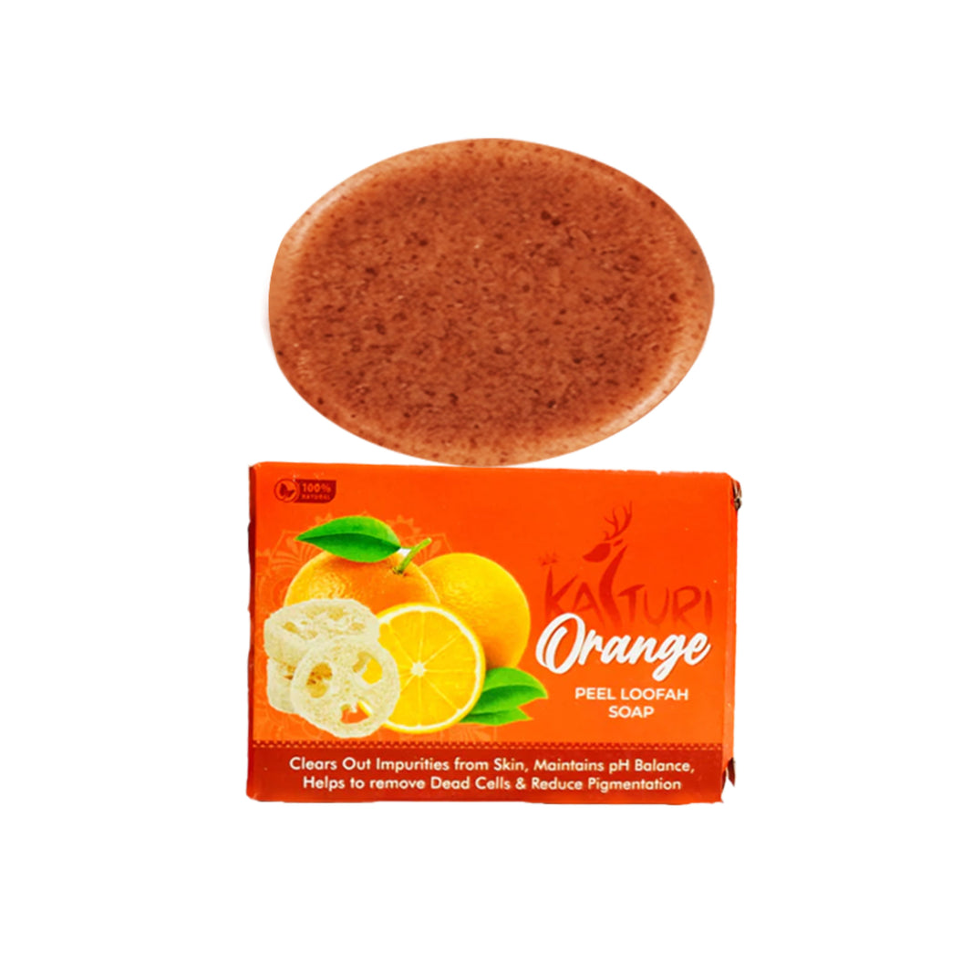 KASTURI Orange Peel Soap Handmade Bathing Bar Natural Ingredients No Artificial Chemicals Paraben Free Sulphate Free Gentle Exfoliating Skin Care Pack of 100 gm