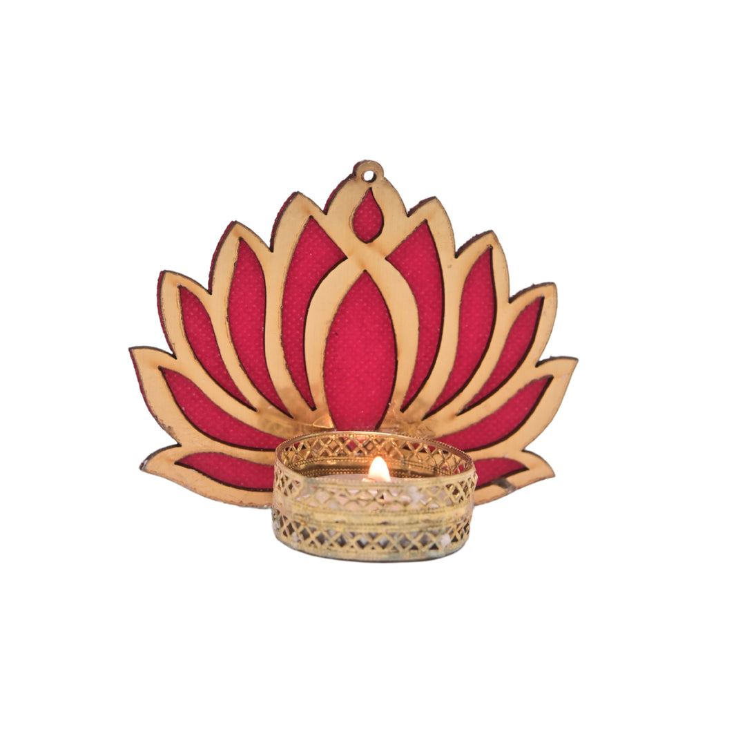 SNEHAL'S CRAFT House Lotus Flower Circle Candle Holder, 8x8, Made By Krantijyoti SHG, Pack of 1 Piece