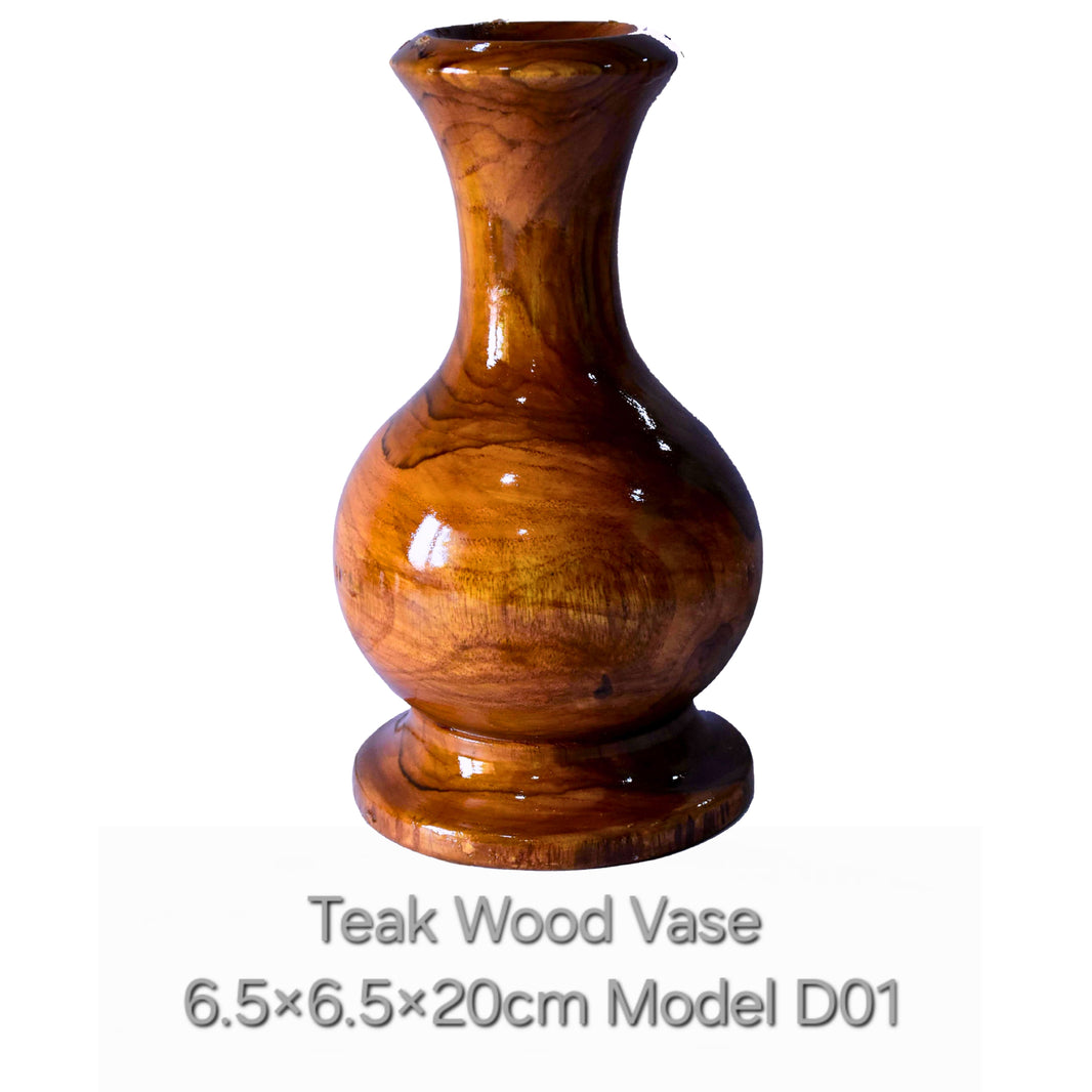 SHRUSHTI furniture Teak Wood Flower Vase big Model ABCD Strong, sturdy and made for everyday kitchen use pack of 1