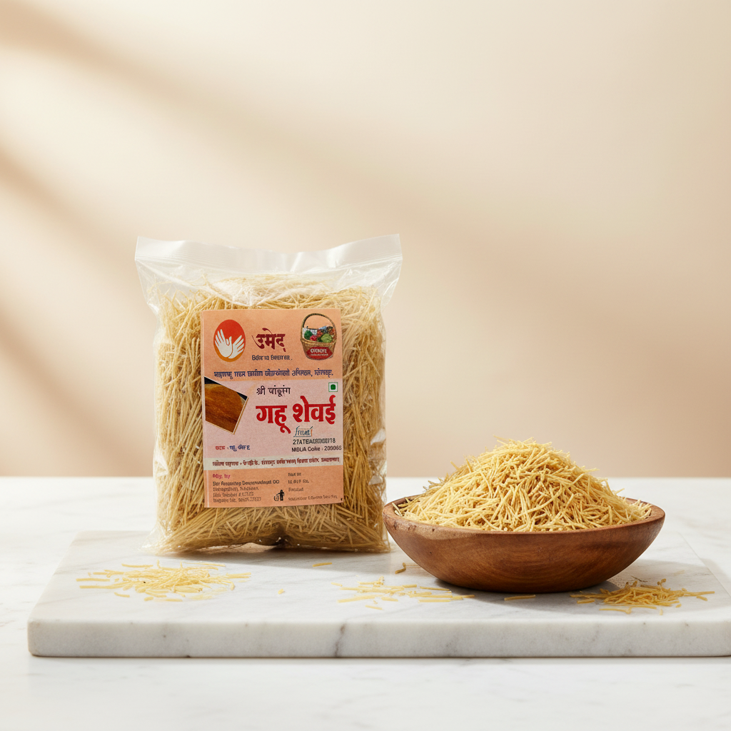 SHREE PANDURANG SHEVAI Gehu Shevai Wheat Based Traditional Noodles Soft Filling Texture Easy To Cook And Digest 200 gm