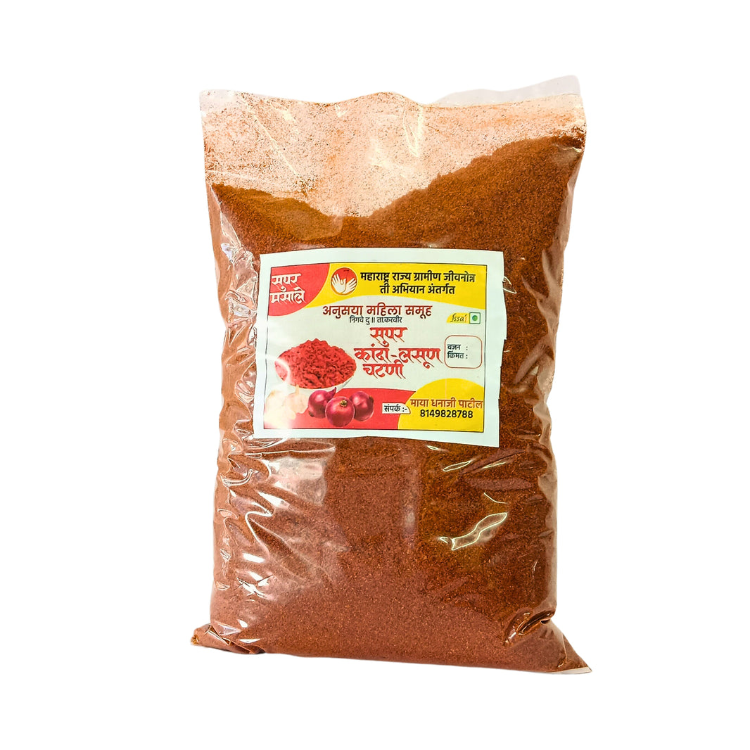 SUPER MASALE, Onion Garlic Chutney, Kanda Lasun Chutney, Anusuya SHG, Made By Natural Ingredients, No Artificial Chemicals, Pack Of 1000 gm