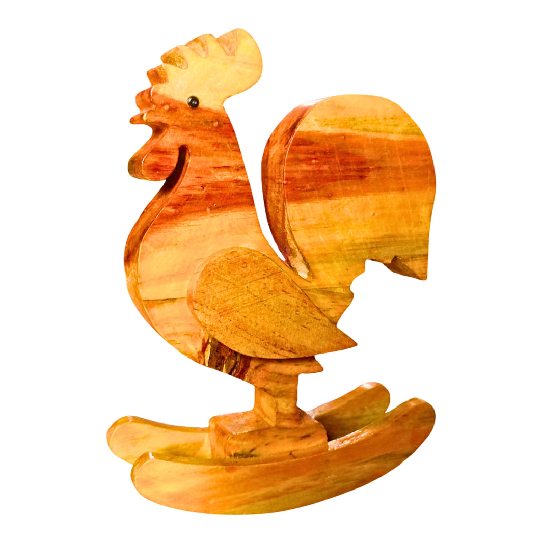 CHOUNDESWARI MAHILA SHG, KUNDAL ShowPiece Rooster Wooden Craft (Kombda) Handmade with care, Authentic taste, Preservative-free Pack of 1 Piece