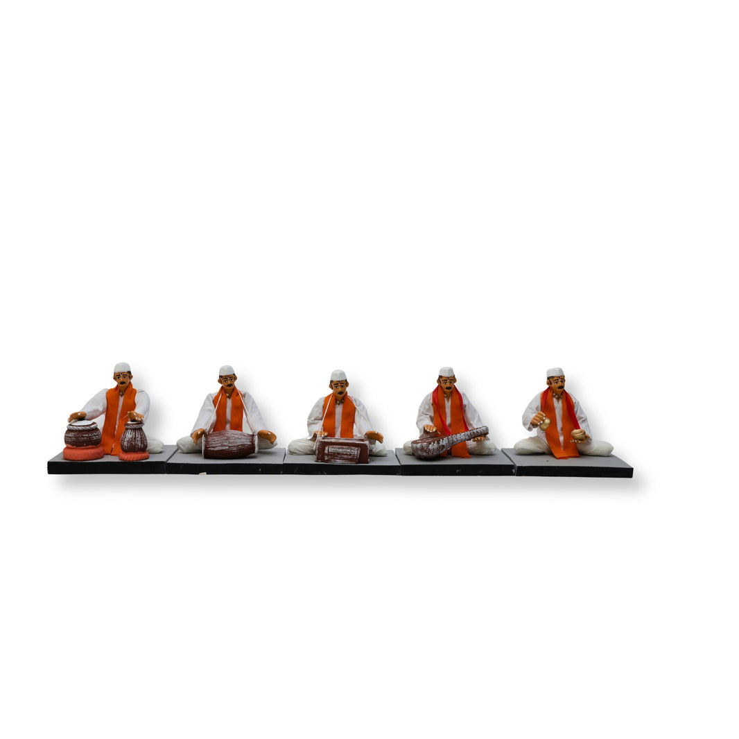 Pragati, Bhajani Mandal set, 5 idol clay statue, made by Natural Soil, Local Craftsmanship, pack of 1