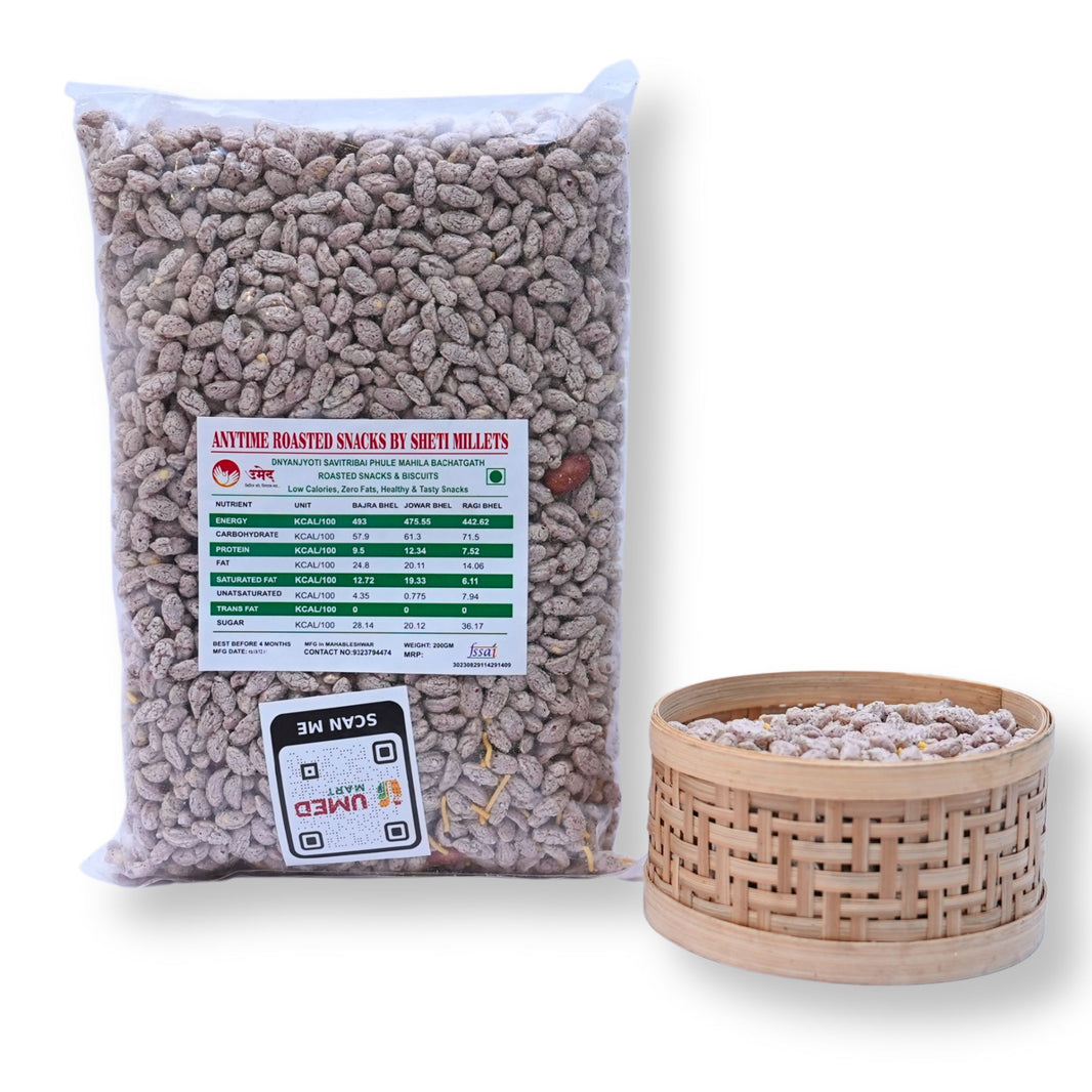 SHETI MILLET, Roasted Ragi Bhel, Made By Natural Ingredients, No Artificial Flavours, Pack of 200 gms
