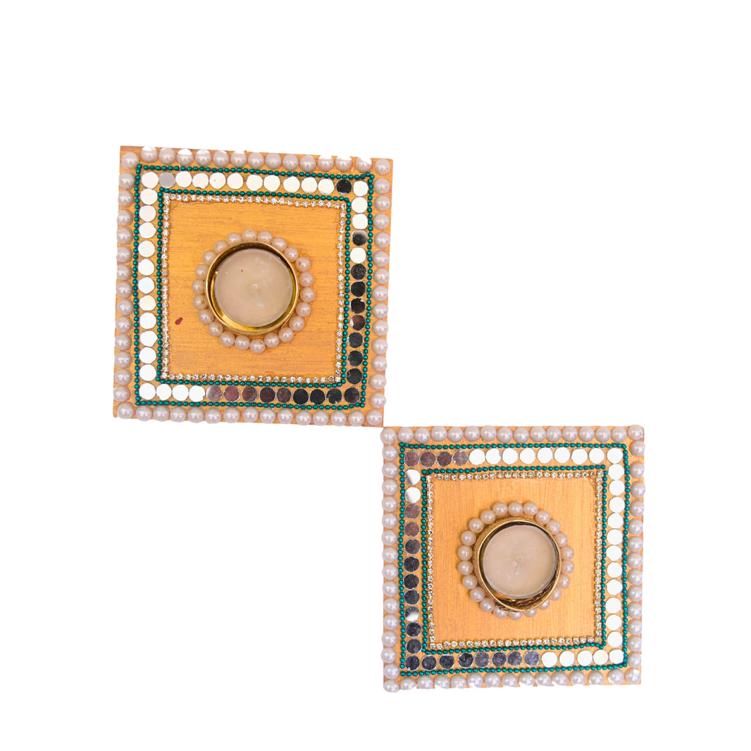 SNEHAL'S CRAFT House Square Candle Holder, 5x5, Made By Krantijyoti SHG, Pack of 2 Pieces