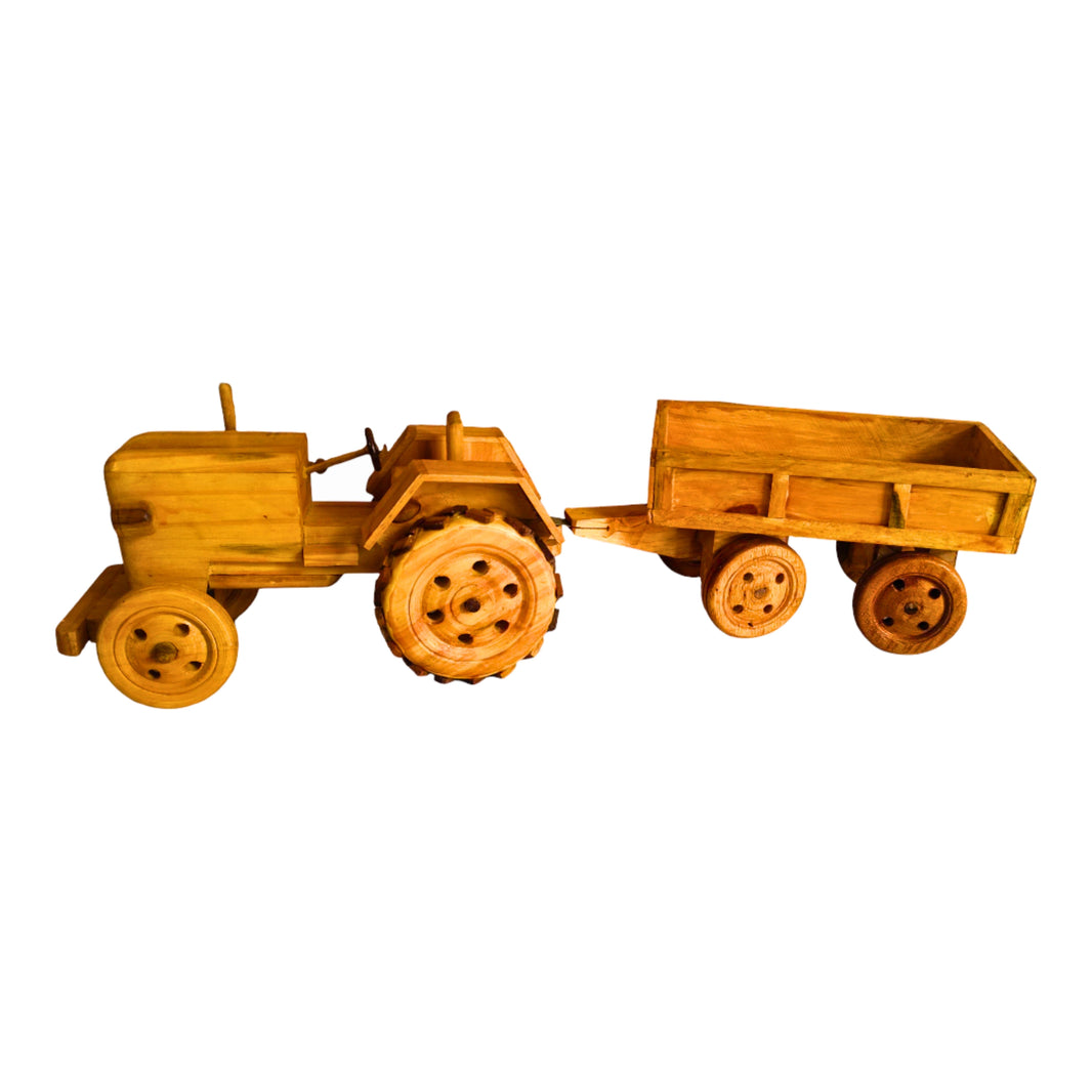 CHOUNDESWARI MAHILA SHG, KUNDAL ShowPiece Big Tractor Trolley Wooden Craft Handmade with care, Authentic taste, Preservative-free Pack of 1 Piece