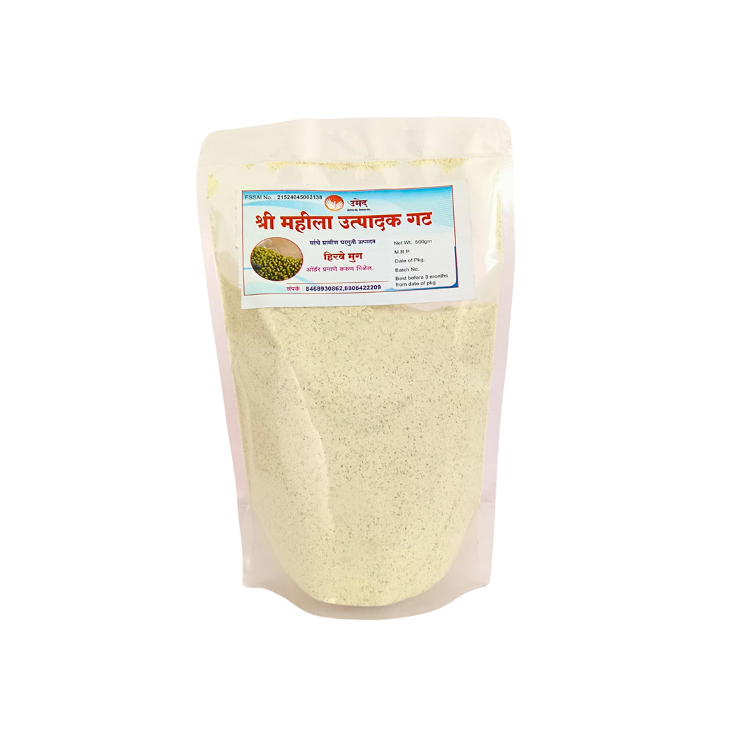 SHREE Green Mung Flour, Shree Mahila Utpadak gat, Healthy, Highly Fiberous, Natural Flavour, Pack Of 500gm
