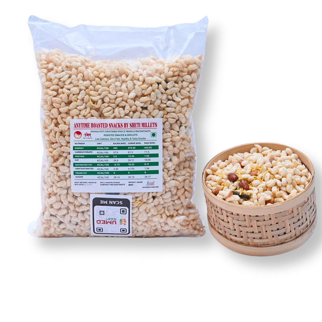 SHETI MILLET,Roasted Bajara Bhel, Made By Natural Ingredients, No Artificial Flavours, Pack of 200 gms