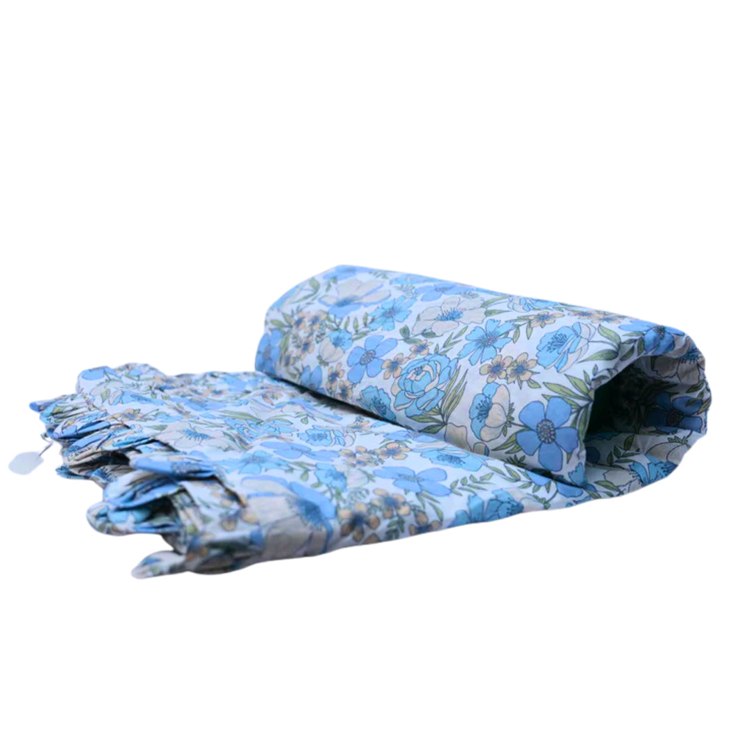 SAKSHAM Traditional Handwoven Blue Cotton Blanket Pack of 1 No 7ft