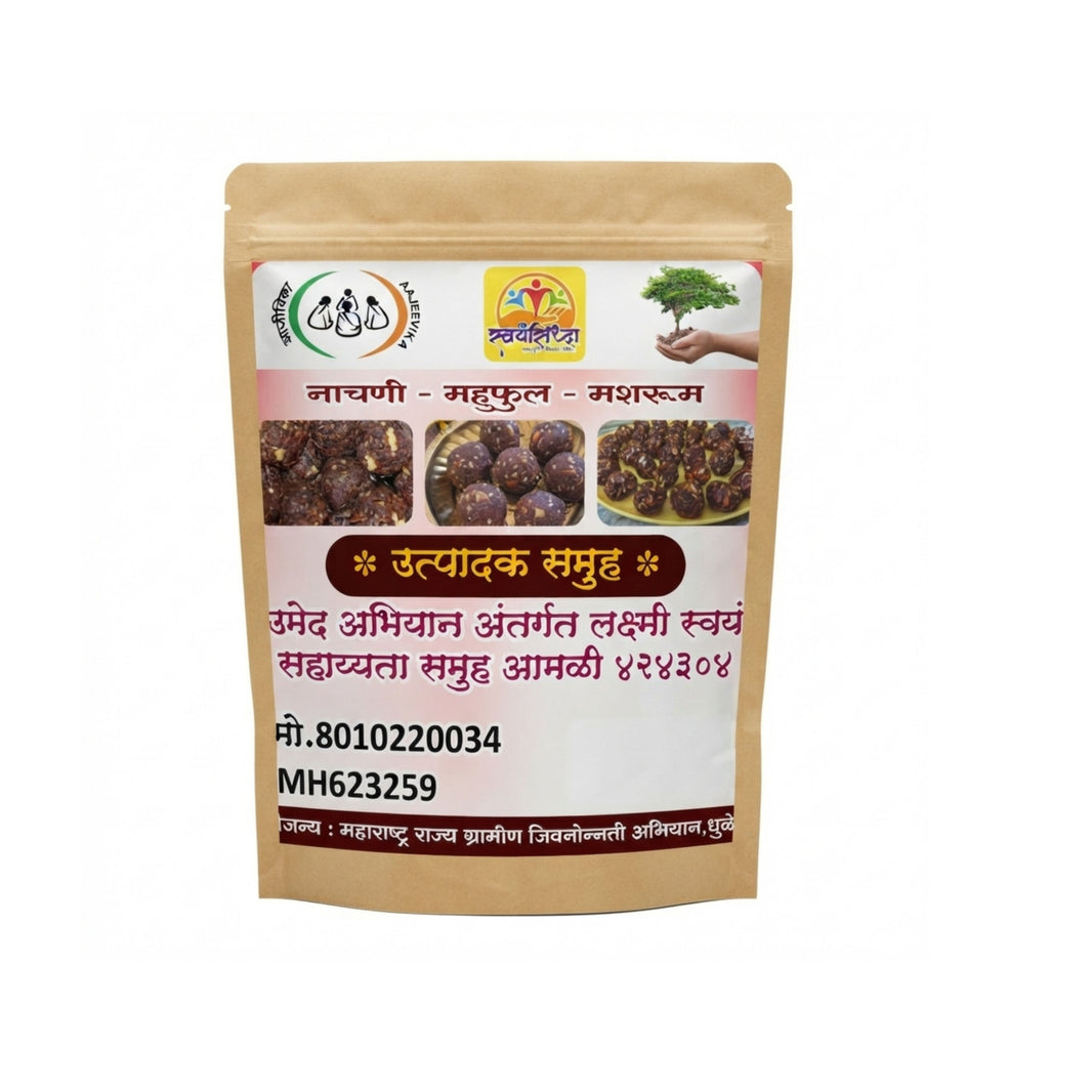 LAXMI Nachani Mahua Phul Mushroom Ladu Pack Of 250gm Nutritious Energy Snack Ragi Mahua Mushroom Traditional Healthy Sweet