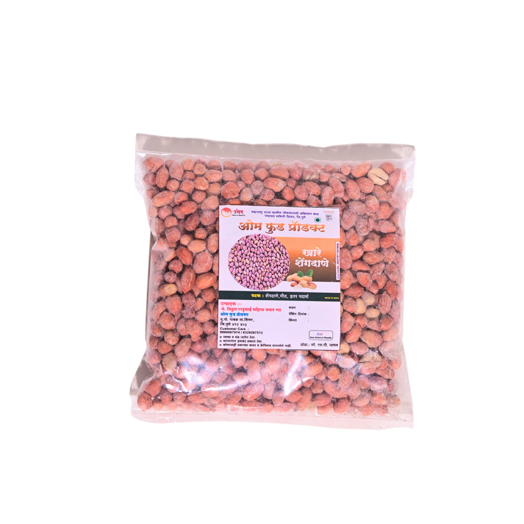 OM FOODS Salted Roasted Groundnut, Vitthal RukhamaiSHG Made By Natural Ingredients, Healthy, Pack of 250 gms