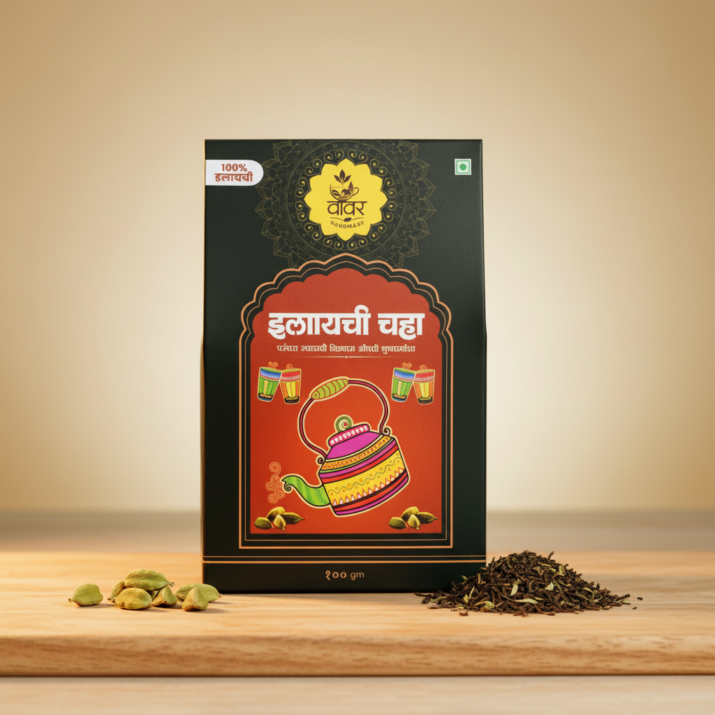 VAVAR Elaichi Chaha – Authentic Maharashtrian Cardamom Tea for Health & Mood | Jijamata SHG, 100g