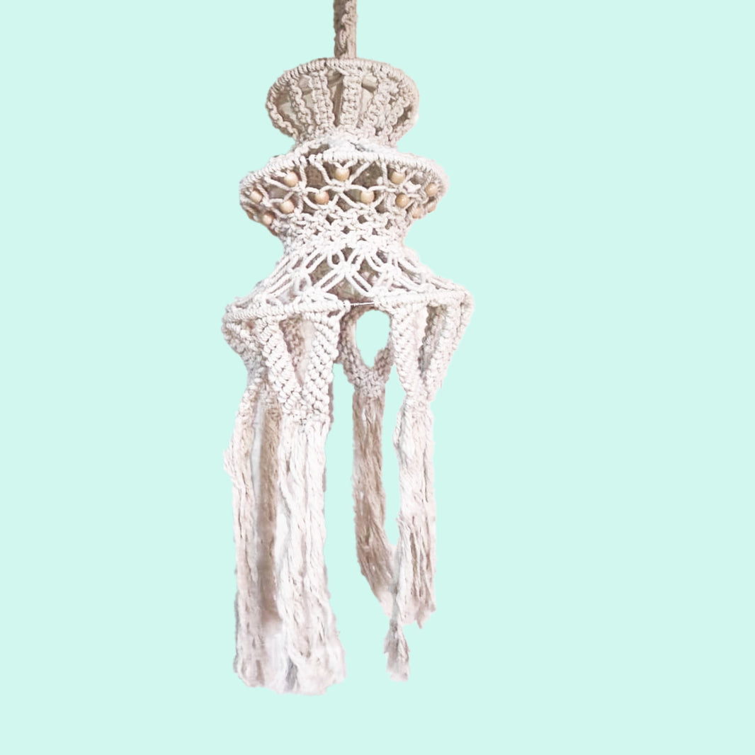 SUGARAN white kandil with wooden beads | Diwali decorations feature an abundance of colorful lights, flowers, and auspicious symbols | Pack of 1pic