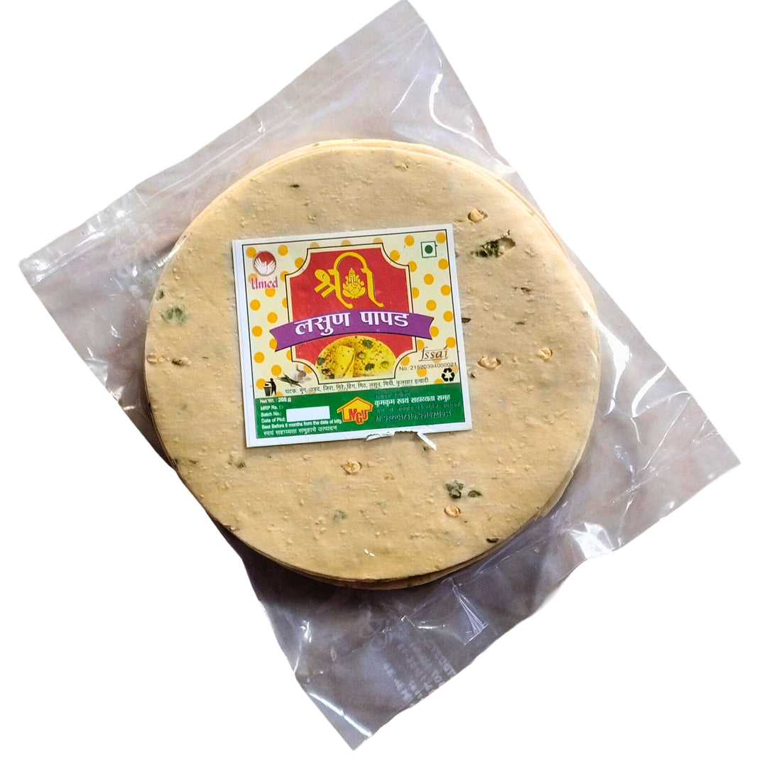 SHRI GANESH Lasun Papad, Kumkum SHG, Made By Natural Ingredients, No Artificial Chemical, Pack of 1000 gm