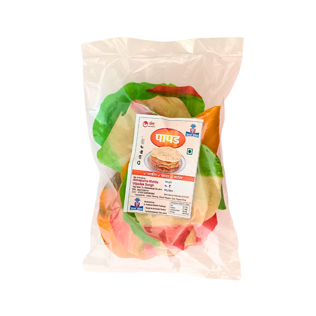 ANNAPURNA, Rice Tiranga Papad, Handmade with High-Quality Ingredients, Crispy, Flavor, Pack of 100 gms