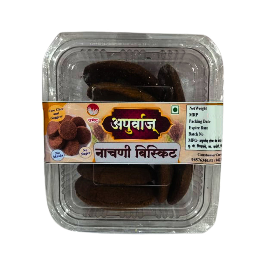 Apurva's Ragi Biscuit Finger Millet Nachani Crunchy Tea Time Snack Balanced Taste Traditional SHG Prepared Daily Munching Pack of 200 gm