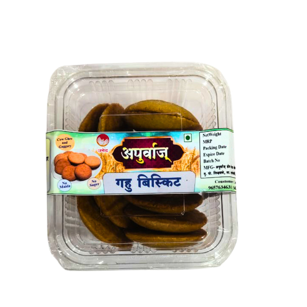 Apurva's Wheat Biscuit Crunchy Tea Time Snack Balanced Taste Traditional Recipe SHG Prepared Baked Biscuits for Daily Munching Pack of 200 gm