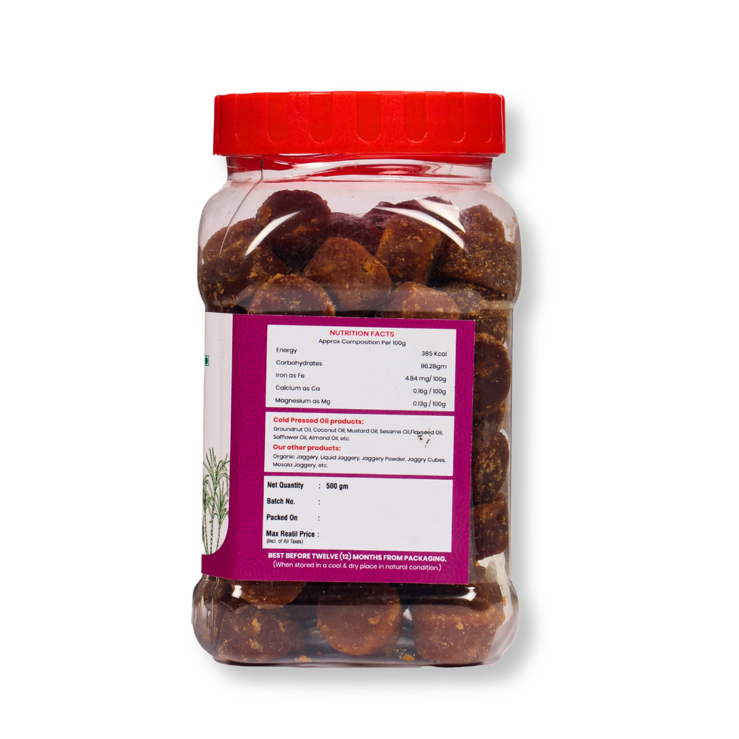 KALPNIL Pure Deshi Gul Jaggery Cubes,Samarth Mahila Bachat Gat, Natural, Chemical Free, 500gm