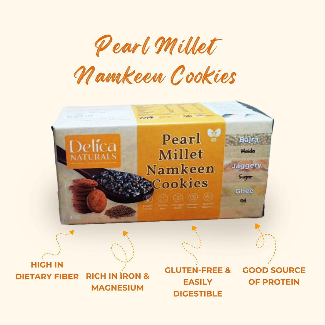 DELICA NATURALS Bajra Namkeen Cookies, Pack of 4, Stri Shakti SHG, Made by Jaggery & Ghee, No Maida, No Sugar, Pack of 100 gm