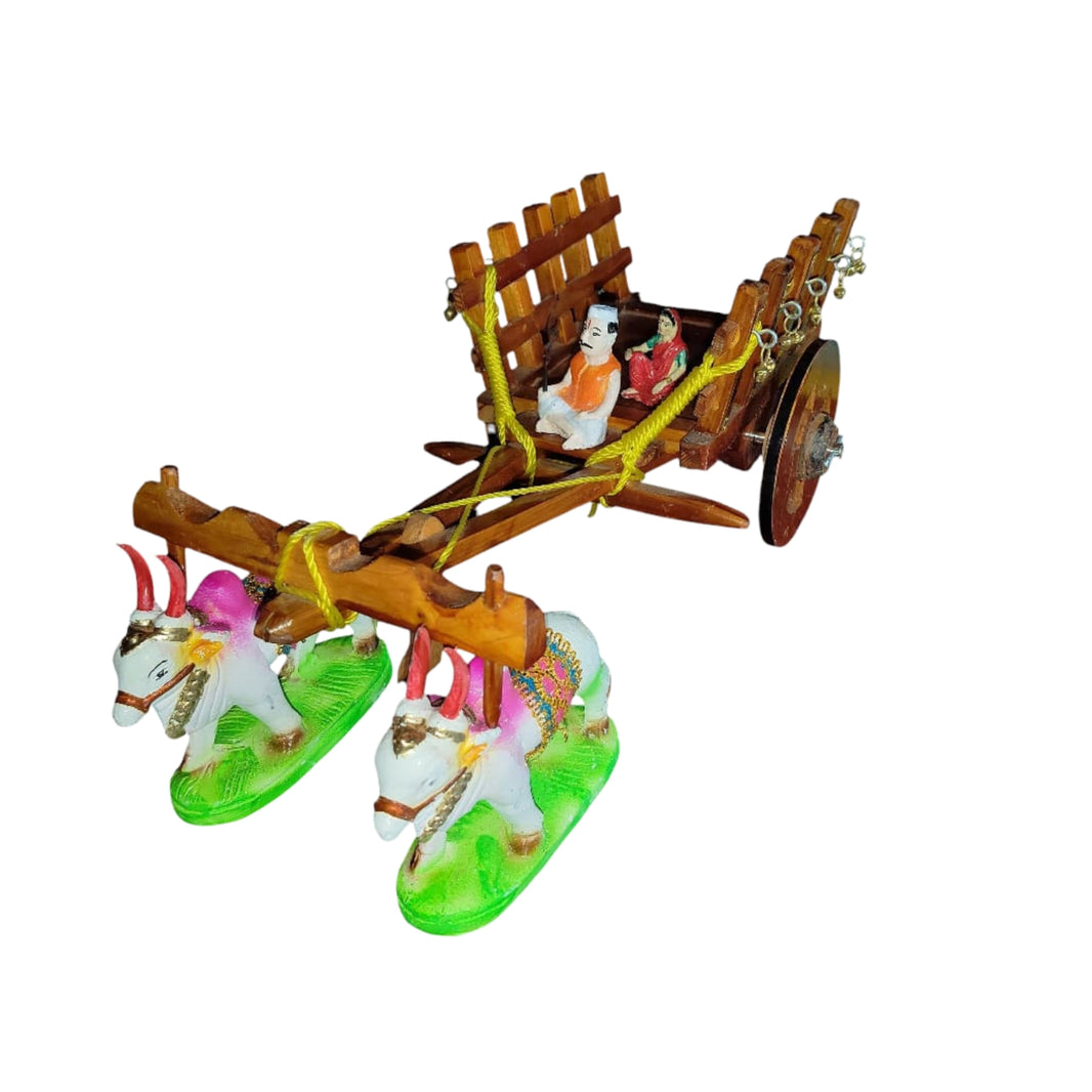 LAXMI – Bull Cart Silver Wood 8 Inch | Premium Quality, Handmade with Care, Authentic, Durable | Pack of 1