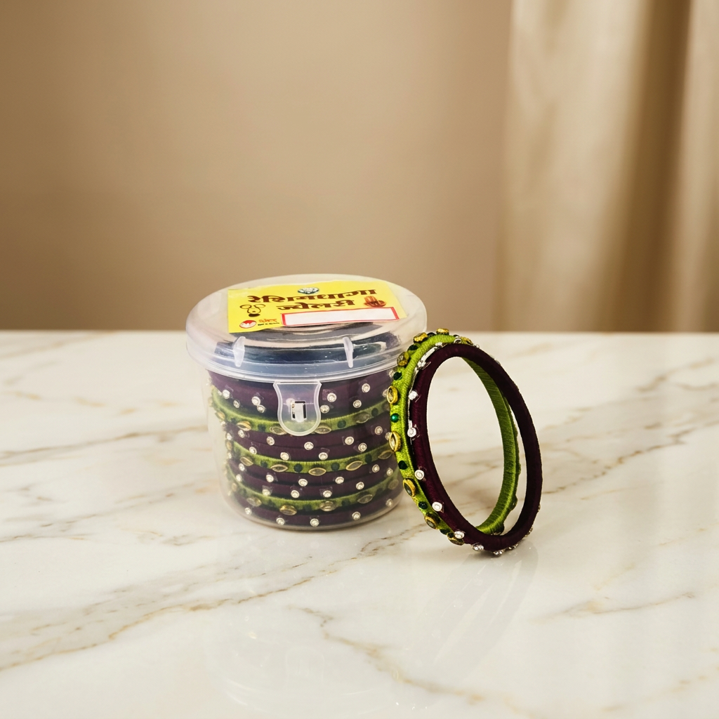 RANI HIRAI Silk Thread Bangles Reshim Work Pack Of 1pcs Handcrafted Festival Traditional Fashion Accessory Authentic Quality