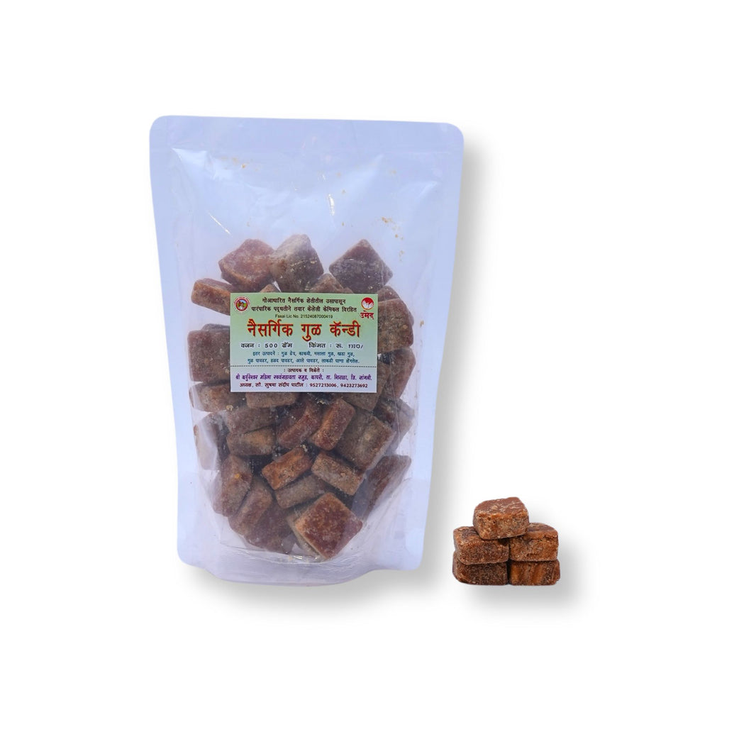 NAISARGIK Pure Deshi Gul Jaggery Candy, Natural, Chemical Free, Pack of 450gm