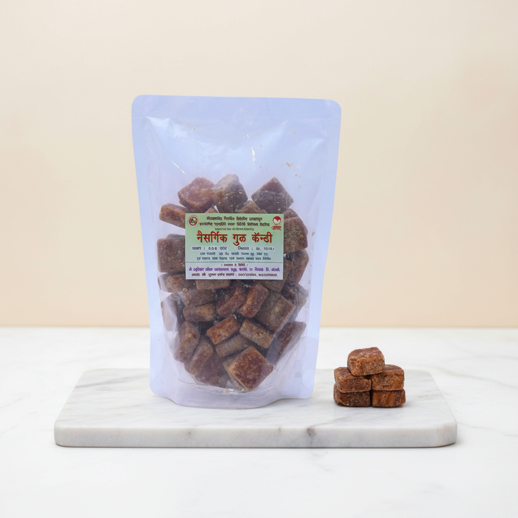 NAISARGIK Pure Deshi Gul Jaggery Candy Traditional Natural Sweetener Chemical Free Unrefined Village Made Healthy Alternative Pack of 500 gm