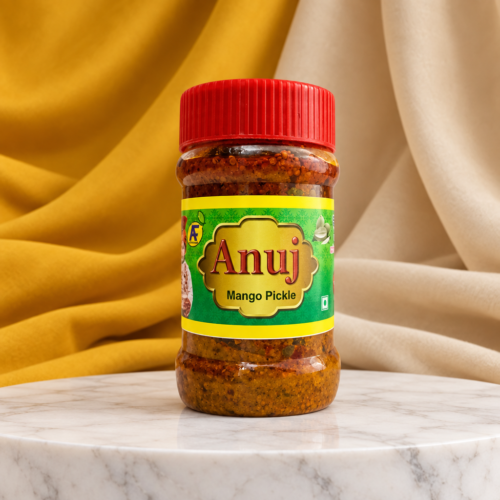 ANUJ FOODS Mango Pickle, Made By Natural Ingredients, No Artificial Flavours, Pack of 200 gms
