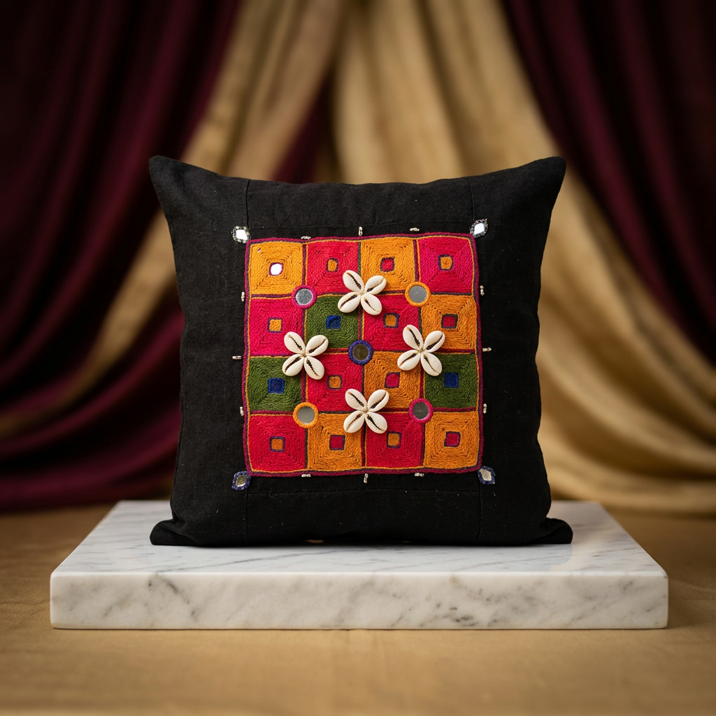 PENO Cushion Cover Pack Of 1 Item Handcrafted Banjara Decorative Textile Cover Colourful Folk Pattern Home Decor
