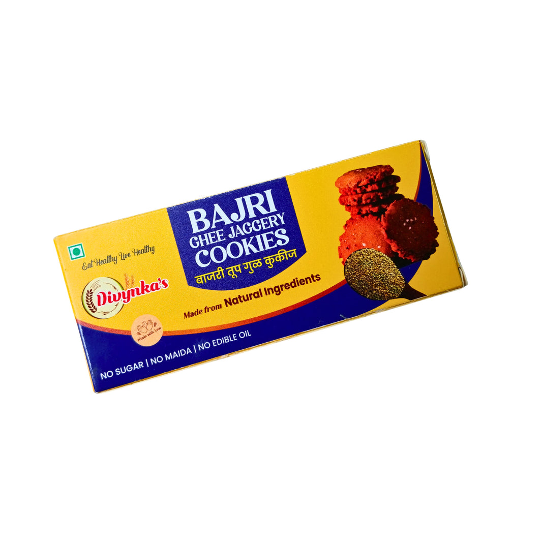 DIVYNKA Bajri Cookies – Handcrafted Cookies with Ghee Jaggery, No Maida, No Artificial colour, Pack of 100 gm