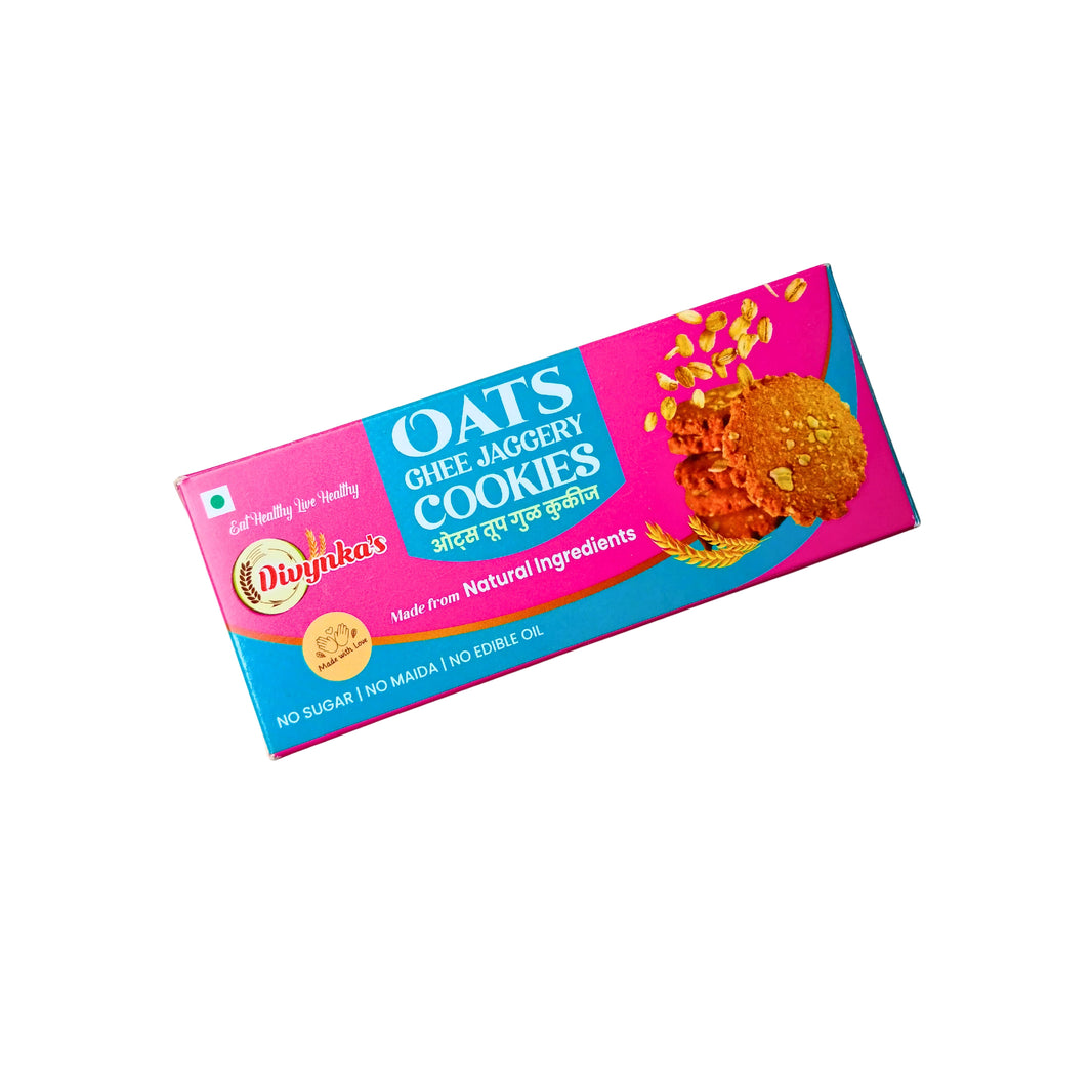 DIVYNKA Hand-made Oats Cookies, Made by Organic Jaggery, No Maida, No Artificial colour, Pack of 100 gm