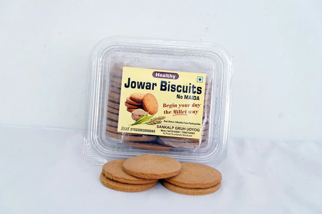 SANKALAP Jowar Biscuits Pack of 200 g Traditional Sorghum Healthy Crunchy Snack Premium Quality Nutritious Millet Cookies Tea Time Snack