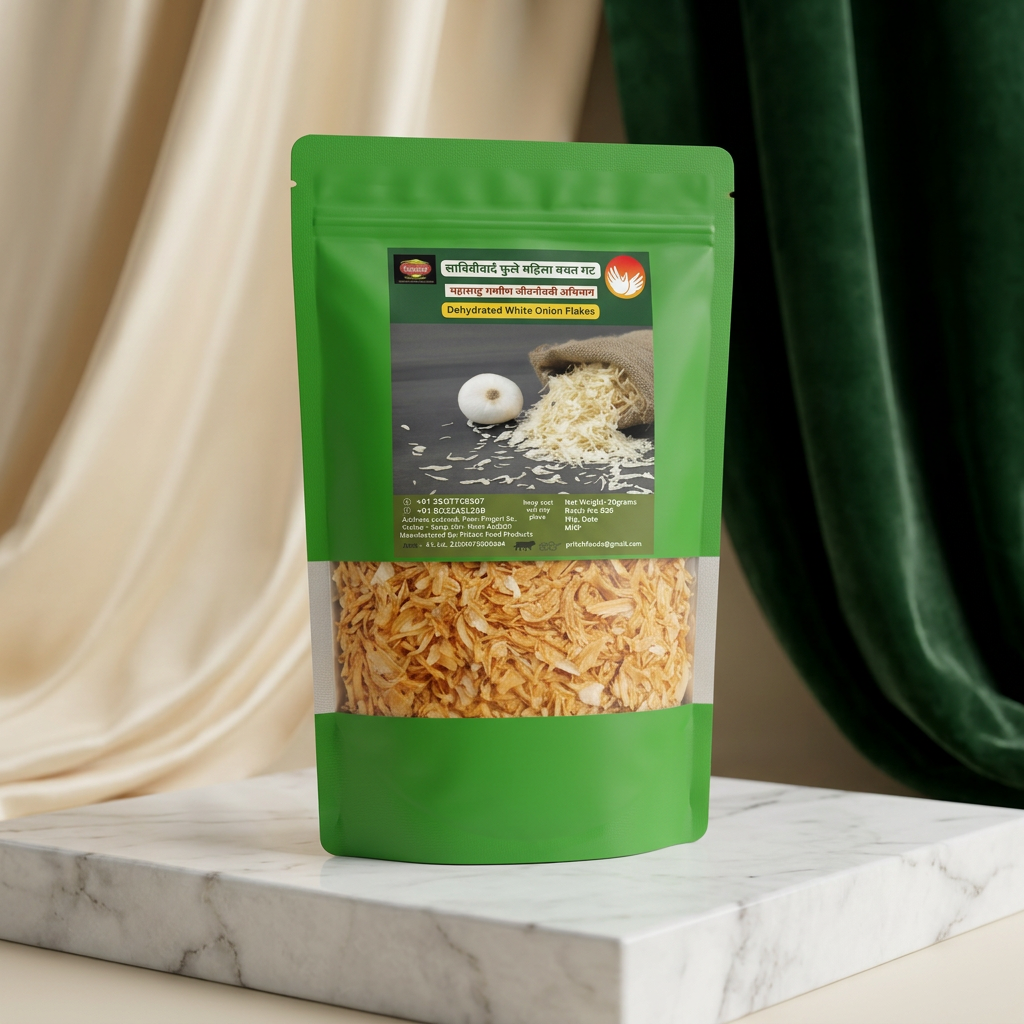 SHREYA TRADING COMPANY Dry White Onion Flakes Pack Of 200gm Dehydrated White Onion Ready To Use Mild Sweet Flavour Convenient Cooking Ingredient From Maharashtra