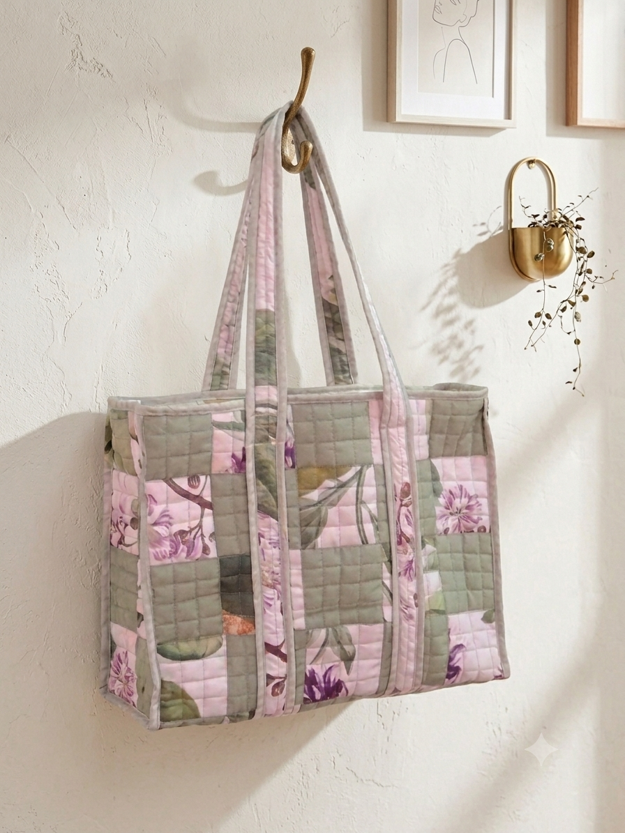 MAHALAXMI Cotton Tote Bag Without Chain Pack Of 1 Item Handcrafted Reusable Cotton Shopping Office College Travel Everyday Utility Carry Bag Durable
