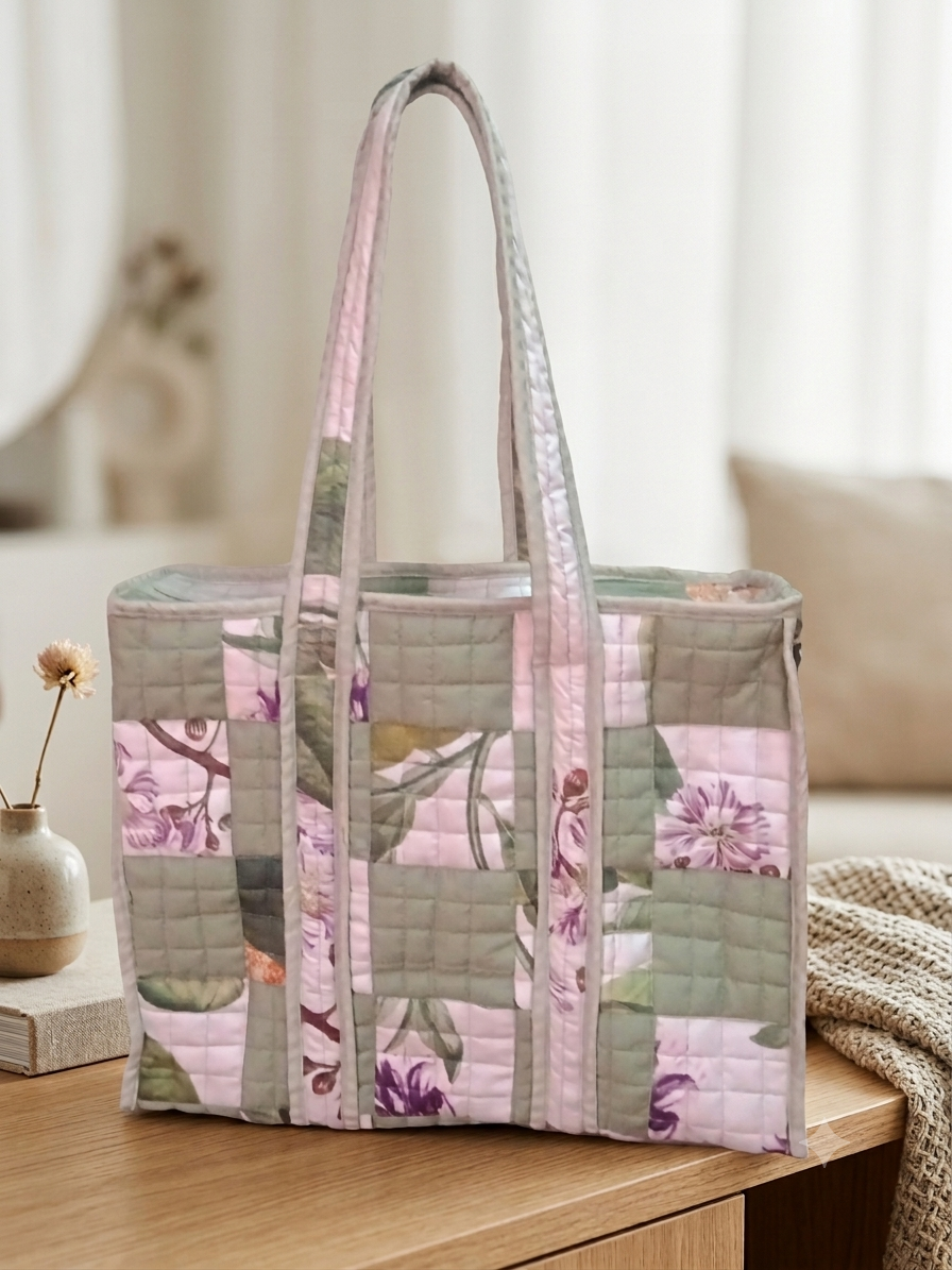 MAHALAXMI Cotton Tote Bag With Chain Pack Of 1 Item Handcrafted Stylish Cotton Handbag Durable Spacious Office Shopping Travel Everyday Fashion Accessory