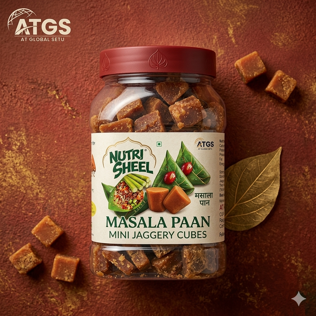 NUTRI SHELL Mini Jaggery Cubes Paan Masala Flavour Pack Of 500g Natural Mouth Freshener Digestive Saunf Gulkand Mint Traditional Sweet Healthy Alternative