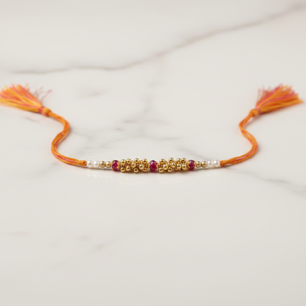 SN Ghungroo Ruby Rakhi Pack Of 1 Piece Handcrafted Traditional Raksha Bandhan Rakhi Ruby Inspired Detailing Ghungroo Festive Gift Elegant Artisan Design