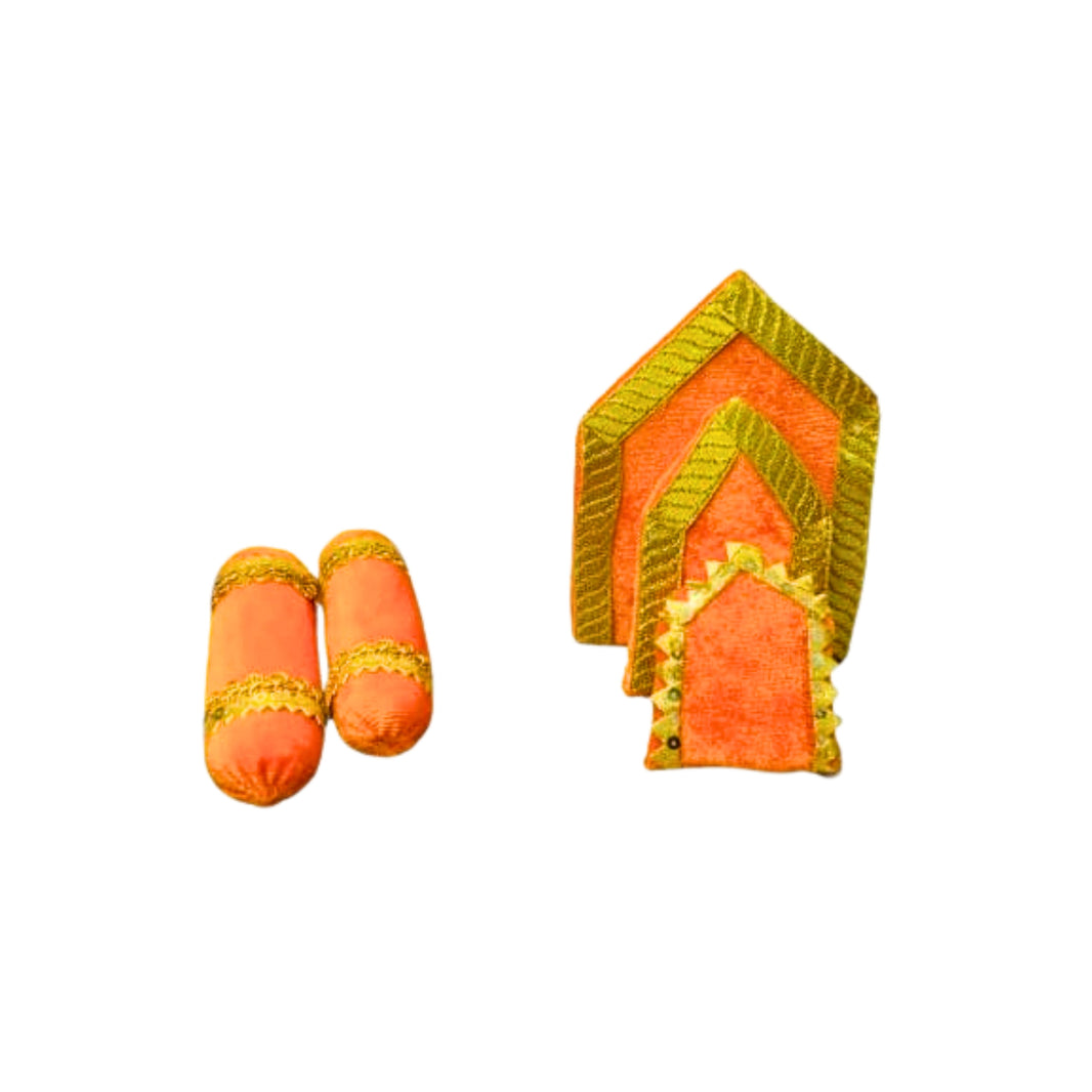 MORAYA Orange Pooja Gaadi & Takiya for God Idol Rukhamini SHG, Pack Of 1