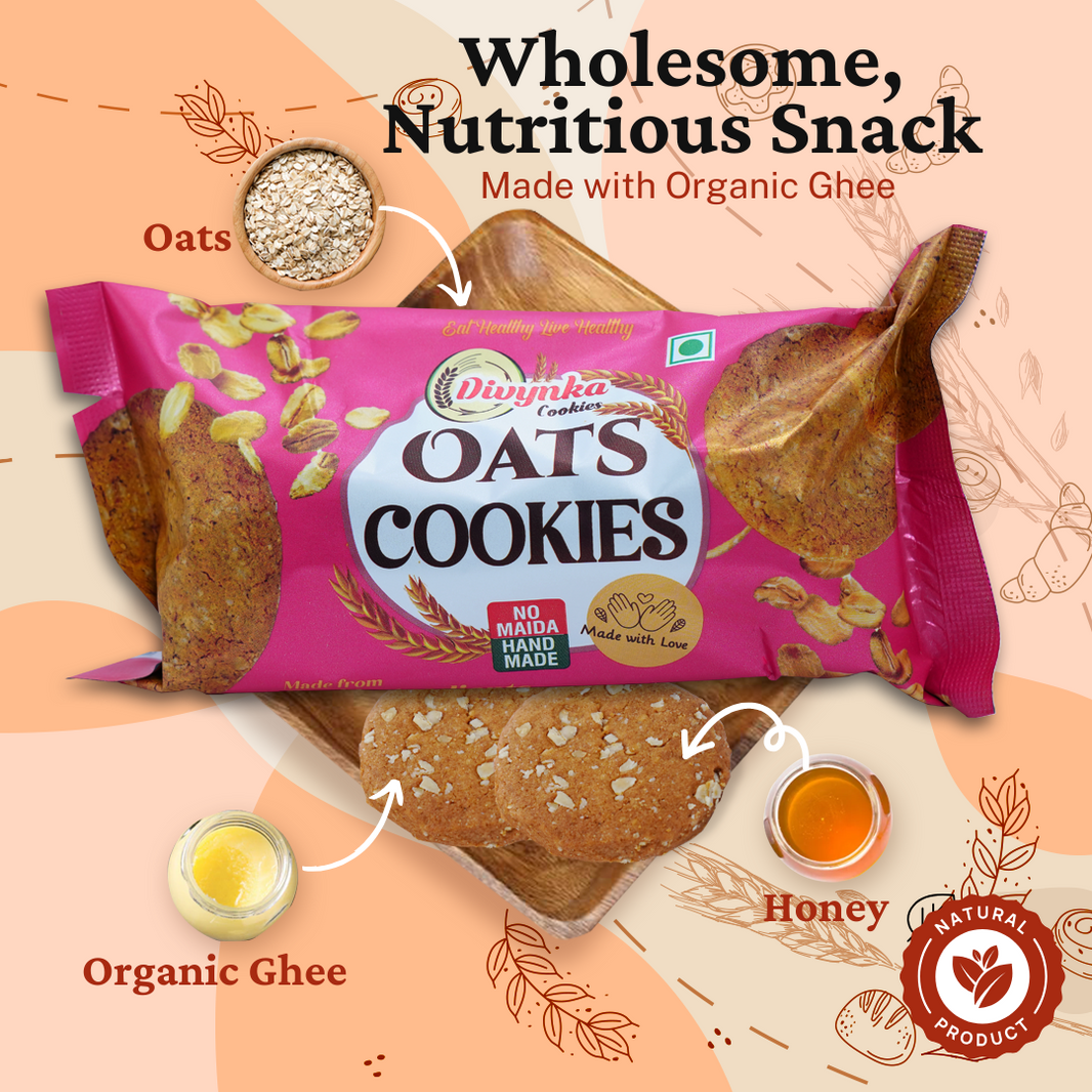 DIVYNKA Hand-made Oats Cookies,No Maida, No Artificial colour, Pack of 100 gm