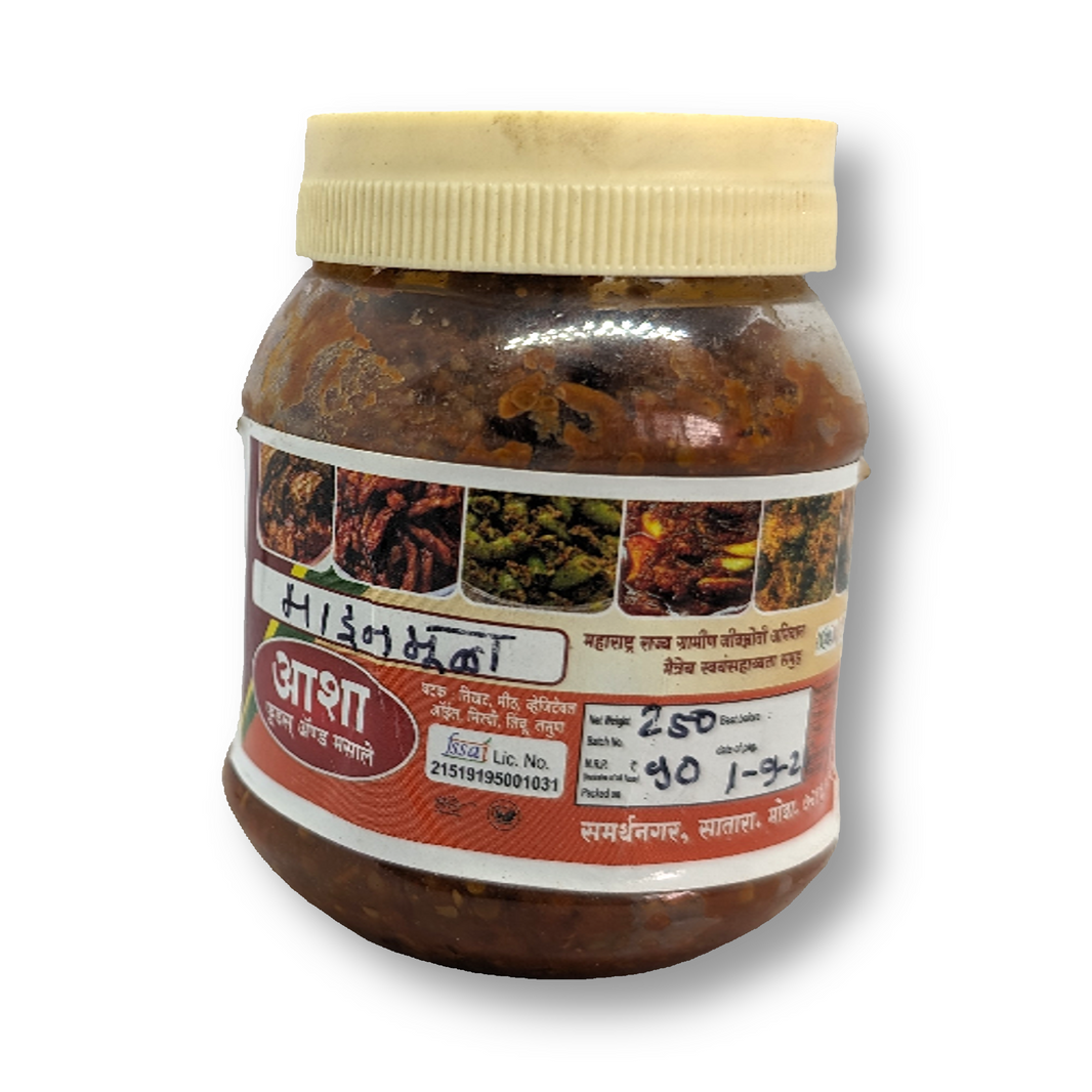 ASHA FOOD & MASALA Mine Mule Pickle, Made By Natural Ingredients, No Artificial Flavour, Pack of 250 gm