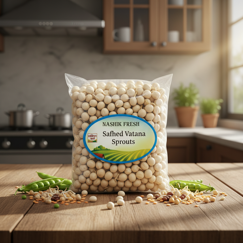 FRESH Safhed Vatana Sprouts Pack Of 200gm Fresh Natural White Peas Protein Rich Healthy Daily Nutrition