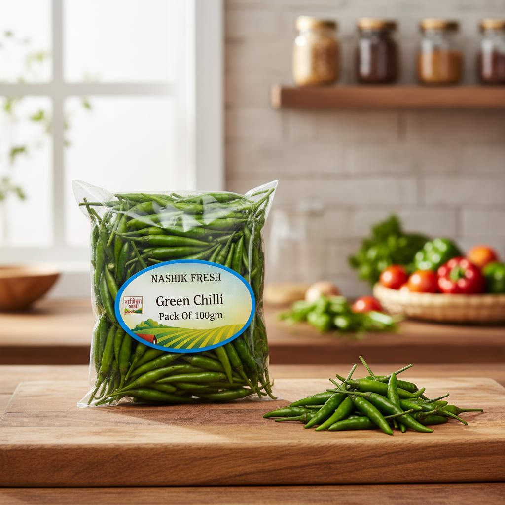 FRESH Green Chilli Pack Of 100gm Fresh Spicy Vegetable Natural Premium Quality Daily Cooking Rich Flavour