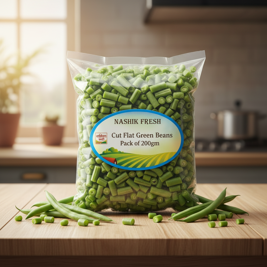 FRESH Cut Flat Green Beans Pack Of 200gm Fresh Ready To Cook Vegetable Tender Premium Quality Healthy