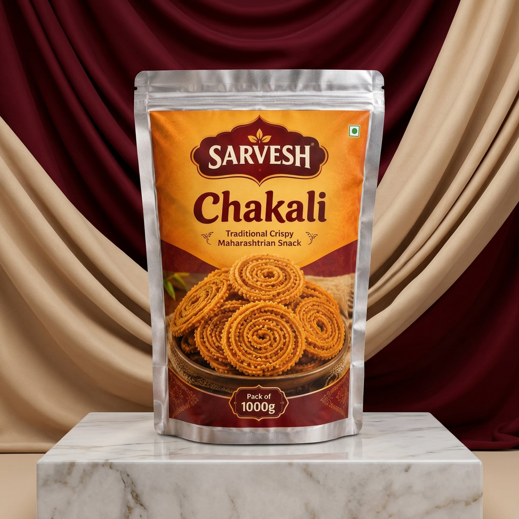 SARVESH Chakali Pack Of 1kg Traditional Crispy Maharashtrian Chakli Snack Savoury Crunchy Tea Time Snack Authentic Taste