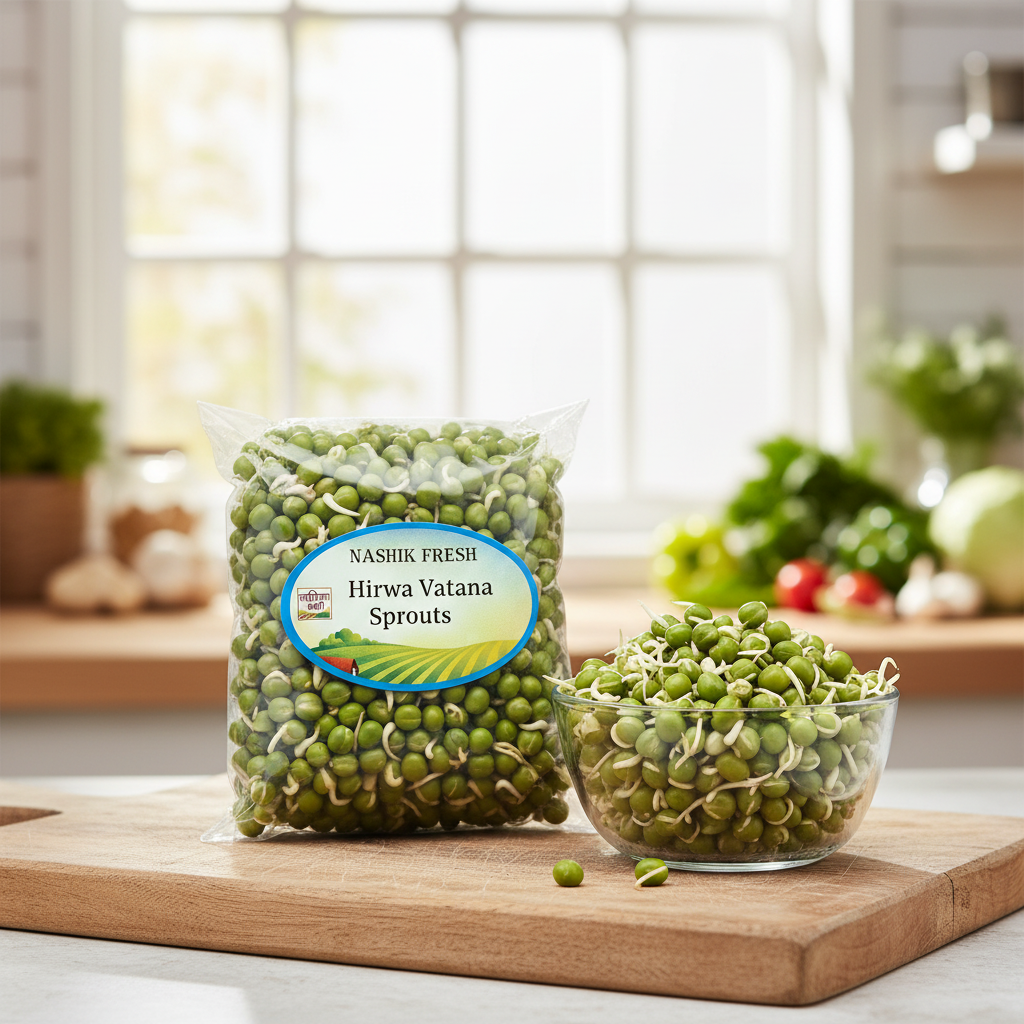 FRESH Hirwa Vatana Sprouts Pack Of 200gm Fresh Natural Green Peas Protein Rich Healthy Daily Nutrition