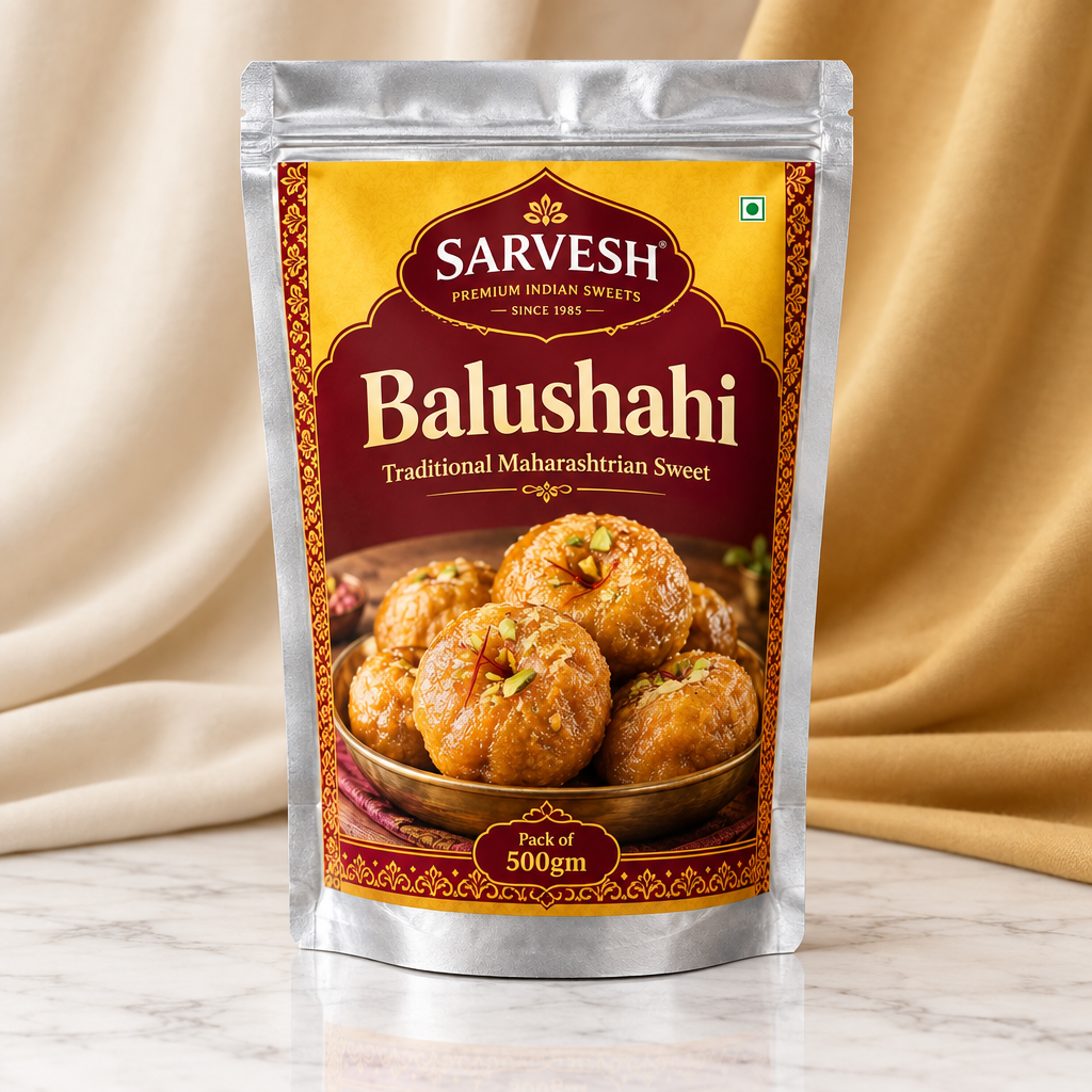SARVESH Balushyhi Pack Of 500gm Traditional Maharashtrian Sweet Bakery Snack Rich Taste Festive Treat